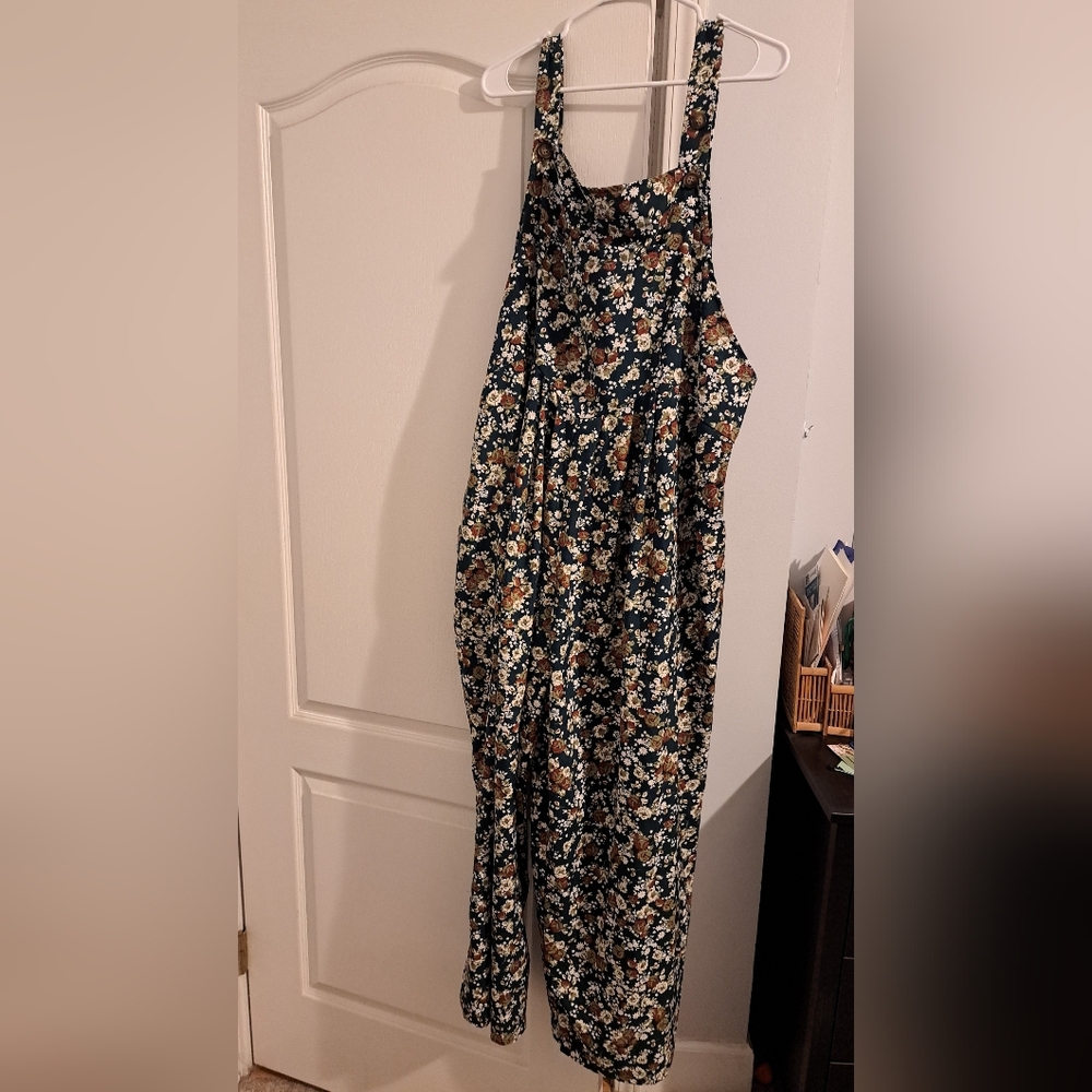 SHEIN Curve Jumpsuit - Dark Teal Green, Beige and Rust